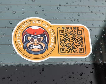 Custom Logo Sticker With QR code. Laminated, UV protected