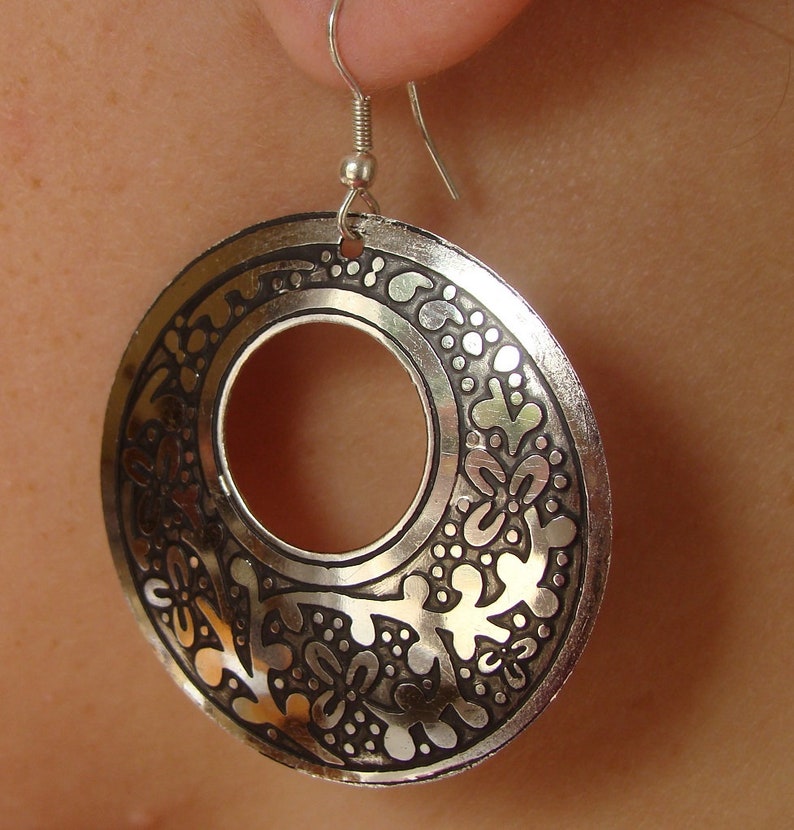 Boucles d/'oreille danse orientale Bollywood couleur argent Inde n°4