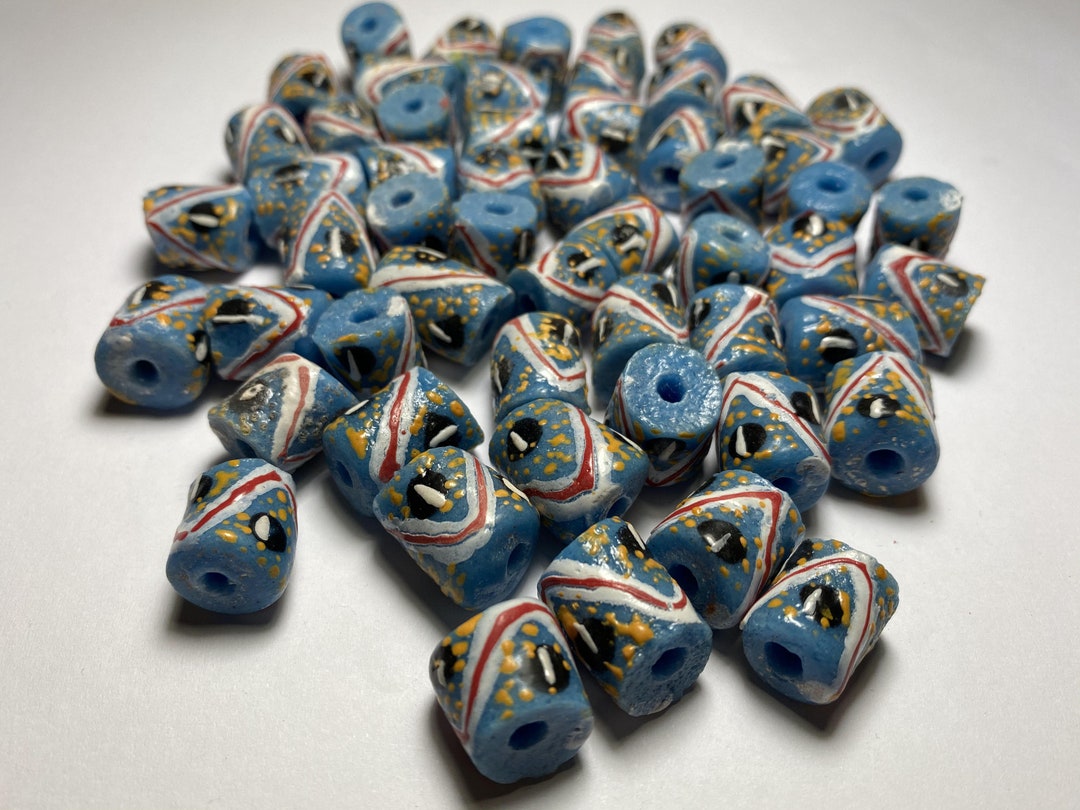 Light Blue Themed Bead Set, Light Blue Beads, Krobo Beads, Recycled