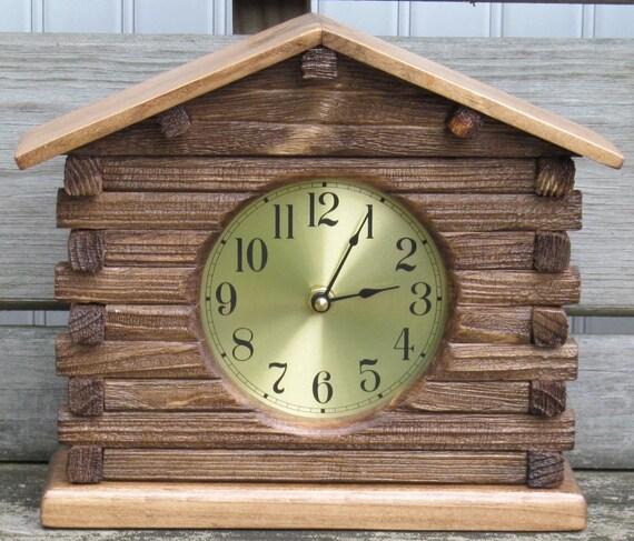 Log Cabin Mantel Clock 