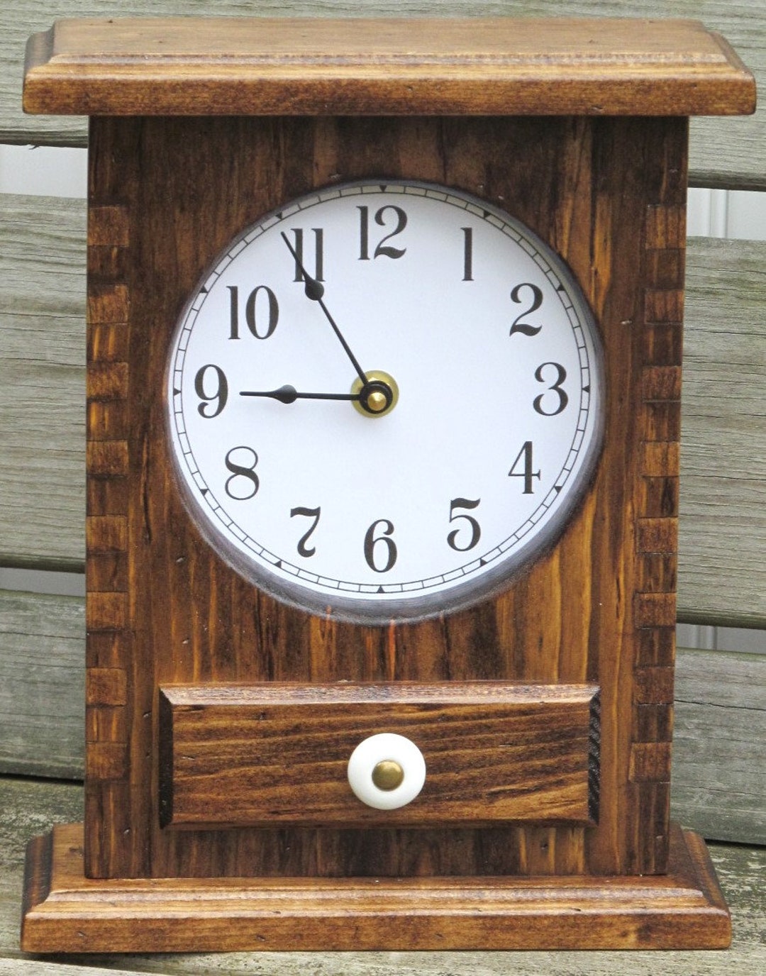 Small Wall Clock Finger Joint Clock Mantle Clock Farmhouse Etsy