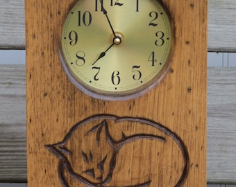 Small Wall Clock, Wall Clock, Sleeping Cat Clock, Small Mantle Clock, Country Clock