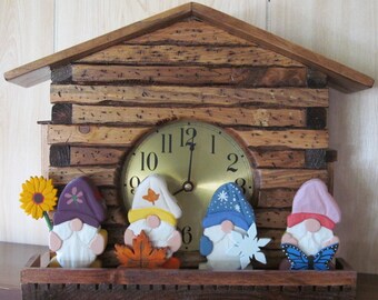 Small Wall Clock, Gnome Clock, Wall Clock, Small Mantle Clock, Mantle Clock, Country Clock