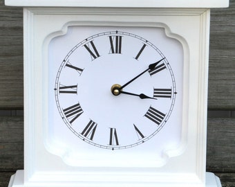 Small Wall Clock, Small White Clock, Wall Clock, Small Mantle Clock, Farmhouse Clock