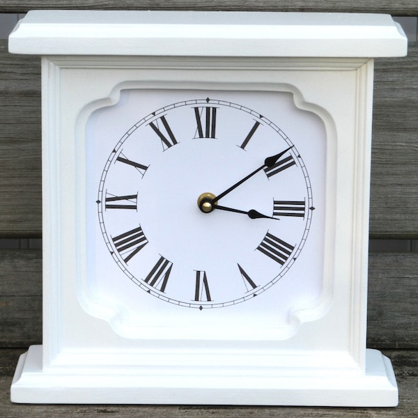 Small Wall Clock, Small White Clock, Wall Clock, Small Mantle Clock, Farmhouse Clock