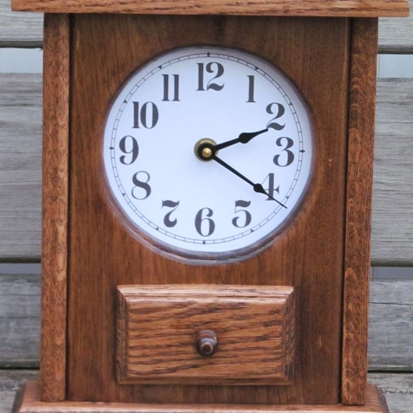 Small Wall Clock, Finished Oak Clock, Wall Clock, Mantle Clock, Rustic Clock, Farmhouse Clock, Small Mantle Clock