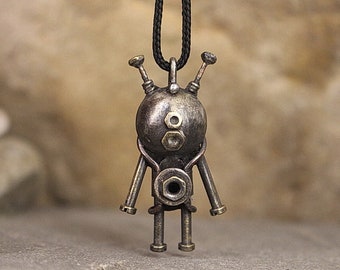 Cyberpunk necklace Paranormal jewelry Ufo Alien pendant I want to believe Gift for scientist Space creature Steampunk dieselpunk Sci-fi NASA