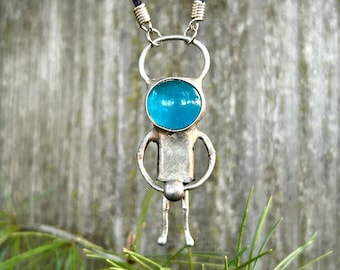 Moon Alien Spaceman necklace funny Gift for scientist  pendant Men science  Birthday Star Robot jewelry Bioshock NASA Sci-Fi