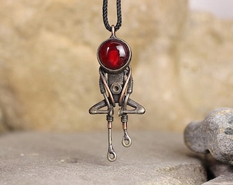 Yogi Alien Spaceman necklace funny Gift for scientist  pendant Men science  Birthday Star Robot jewelry Bioshock NASA Sci-Fi