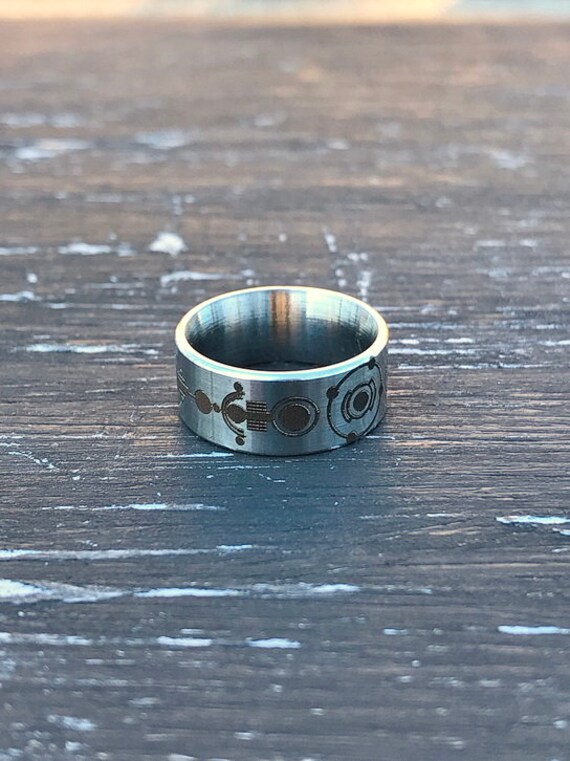 5th Element Laser Engraved Stainless Steel Unique Stylish Ring