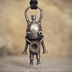 Little Robot Josef Weird thing space gift for men child necklace steampunk necklace future people cyberpunk invader burning man underwater