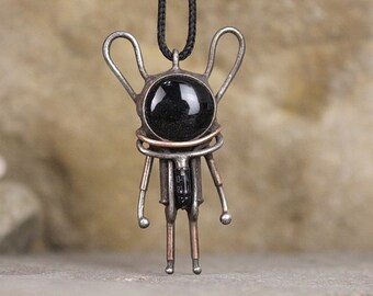 Rabbit spaceman alien pendant Cyberpunk Namaste Post apocalyptic christmas outer space galaxy moon venus UFO Underwater dwarf Atlantis