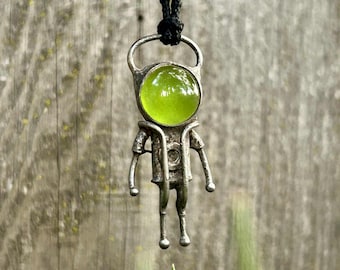 Friend | Weird Alien pendant accessories Cyberpunk artisan stylish necklace Steampunk creature Fantastic gift Space jewelry galaxy human UFO