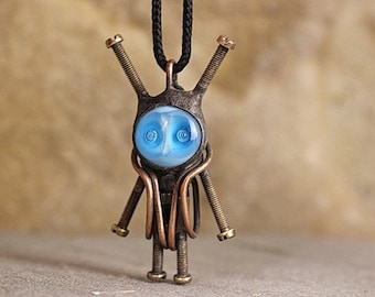 Moonwalker pendant Alien accessories for scientist Robot fan gift Modern art jewelry Bioshock Biomechanical Cyberpunk Dieselpunk Sci-Fi NASA