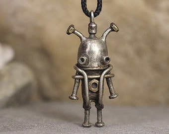 Little Robot pendant Biomechanical jewelry gift for men Industrial Bioshock necklace steampunk pendant future people cyberpunk space invader