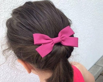 Pink hair bows for girls, Toddler summer hair bow, Blue hair clip, Birthday gift for girl, Boho bows, Pigtail hair bows, Schoolgirl bow