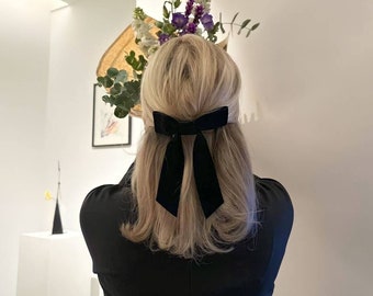 BIG Velvet Hair Bow, Long Ribbon Tails, Velvet Hair Accessory, French  Barrette, Long Bow, Velvet Long Tail Ribbon Bow, Adult Bow 