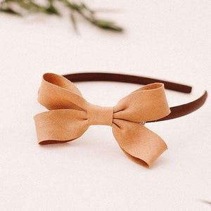 Brown headband, Girls hair bow, Minimalist, Toddler hair bow, Bows for girls, Green headband, Hair bows