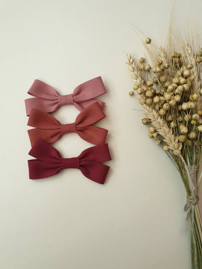 Baby hair clip Set of 3 Cotton hair clips for girls Summer hair bows Boho bows Baby girls accessories Girls hair accessories