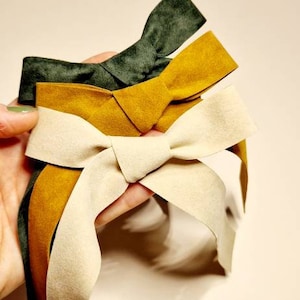 Velvet long tail hair bow, Handtied bow, Ribbon bow, Ponytail hair bow, Velvet bow with clips, Ladies hair bow, Barrrette bow for girls