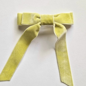 VELVET Long tail hair bow, Hair bow, Ribbon bow, Ponytail hair bow, Velvet bow with clips, Ladies hair bow