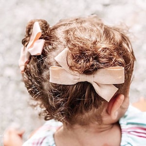 Neutral colors hair bows for girl, Boho summer bows, Pigtail bow set,  Simple hair clip, Toddler hair bow, Neutral baby gift, Back to school