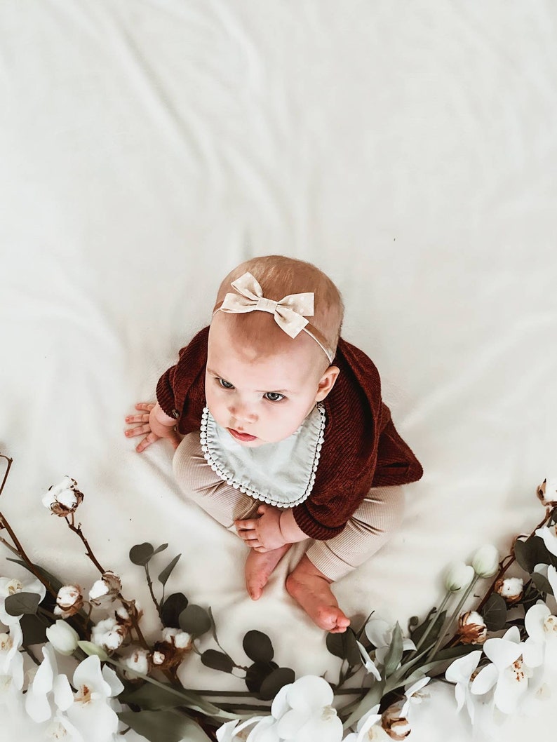 White headband, Soft cotton headband, Newborn headband, Headbands for babies, Boho headband, Baby shower gift, 1st birthday outfit image 9