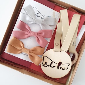 Conjunto de PRESENTE para meninas, porta-grampos de cabelo para meninas, porta-laços de cabelo, presente de Natal, organizador de arco, laços de cabelo para meninas, Hanukkah, presente de feriado