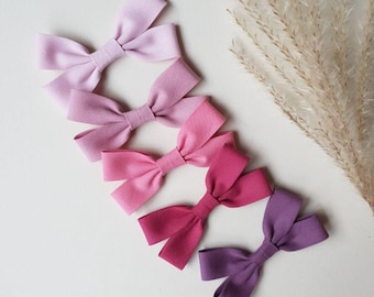 Pink hair bows, Little girls clips, Rose hair clip, Pigtail bows, Handmade hair clip for toddler