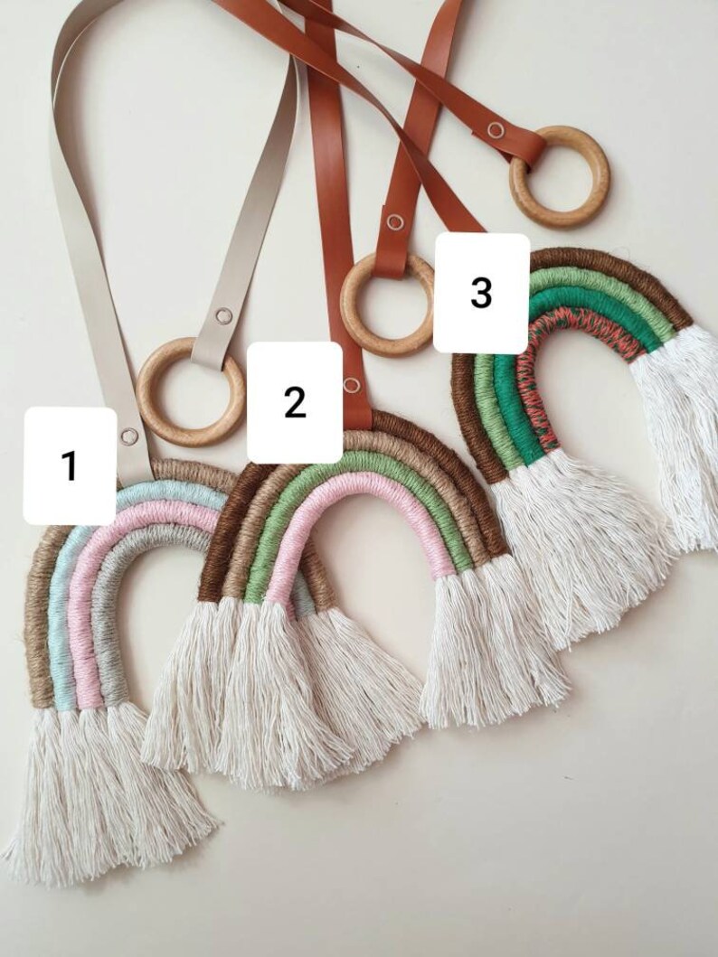 Hair clips holder Macrame rainbow Accessories hanger Boho Etsy