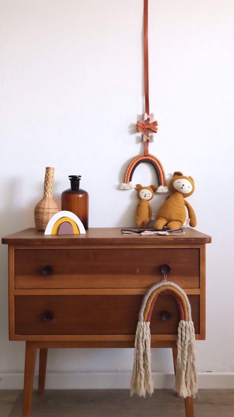 Hair clips holder Macrame rainbow Accessories hanger Boho Etsy