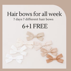 Hair clip for girls, Set of 7, Earth color hair clips, Brown toddler hair bow, Birthday gift for girl, Cotton bow with clip, Back to school