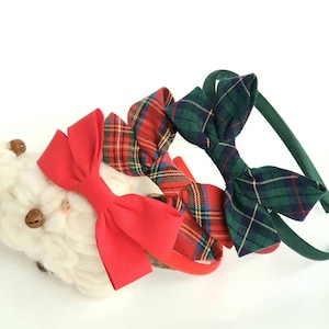 Faixa de cabelo xadrez vermelha, Faixa de cabelo Alice, Laço xadrez vermelho para meninas, Faixa de cabelo para crianças, Faixa de cabelo minimalista, Laços para crianças, Laço xadrez verde