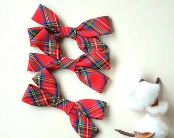 Plaid hair bows, Green hair clip, Set of 3, Toddler hair clips, Pigtail bows, Girls hair bows