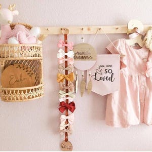 Bows holder, Hair clips hanger, Girls room decor, Bow storage, Accessories organizer, Boho decor, Wall hanging, Minimal bow hanger