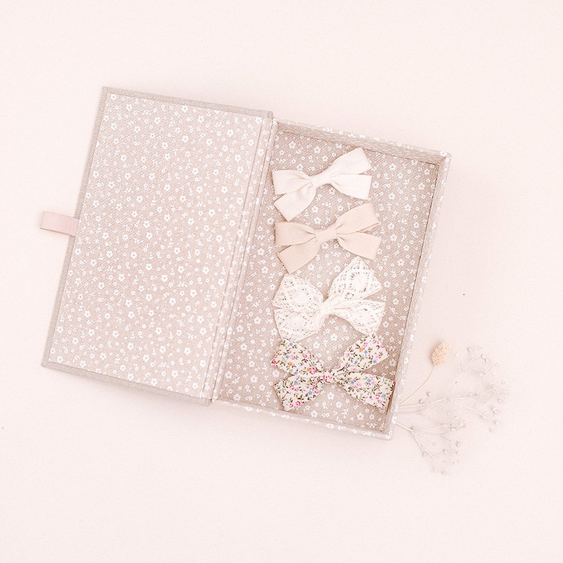 Hair accessories box 6*10 inch bow storage box Keepsake box Linen box for bows Boho jewelry box Memory box