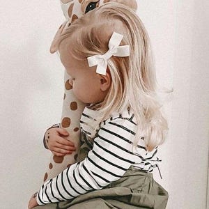 Neutural hair bows, White hair clips, Schoolgirl bow, Pigtail bows, Gift for girls,  Birthday gift, Summer clips, Little girl bow