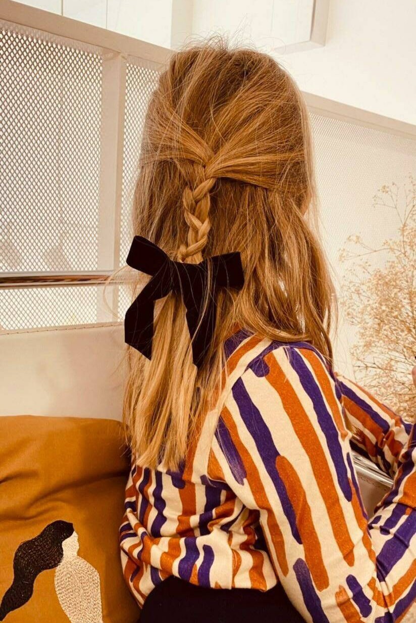 1 lazos para el pelo para mujeres y niñas, pasadores de pelo de terciopelo  suave y grueso, lazo francés con cola larga, pinzas de metal para el pelo,  accesorios para el cabello