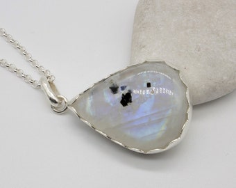 Handmade Sterling Silver Moonstone Pendant Necklace - June Birthstone