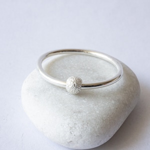 Minimalist Silver Ring with Spinning Bead | Silver Fidget Ring with Shiny Bead | Handmade Silver Ring | Handmade Silver Jewelry