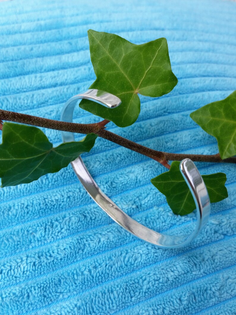 Silver cuff bracelet Contemporary minimalist design Simple bangle bracelet image 4