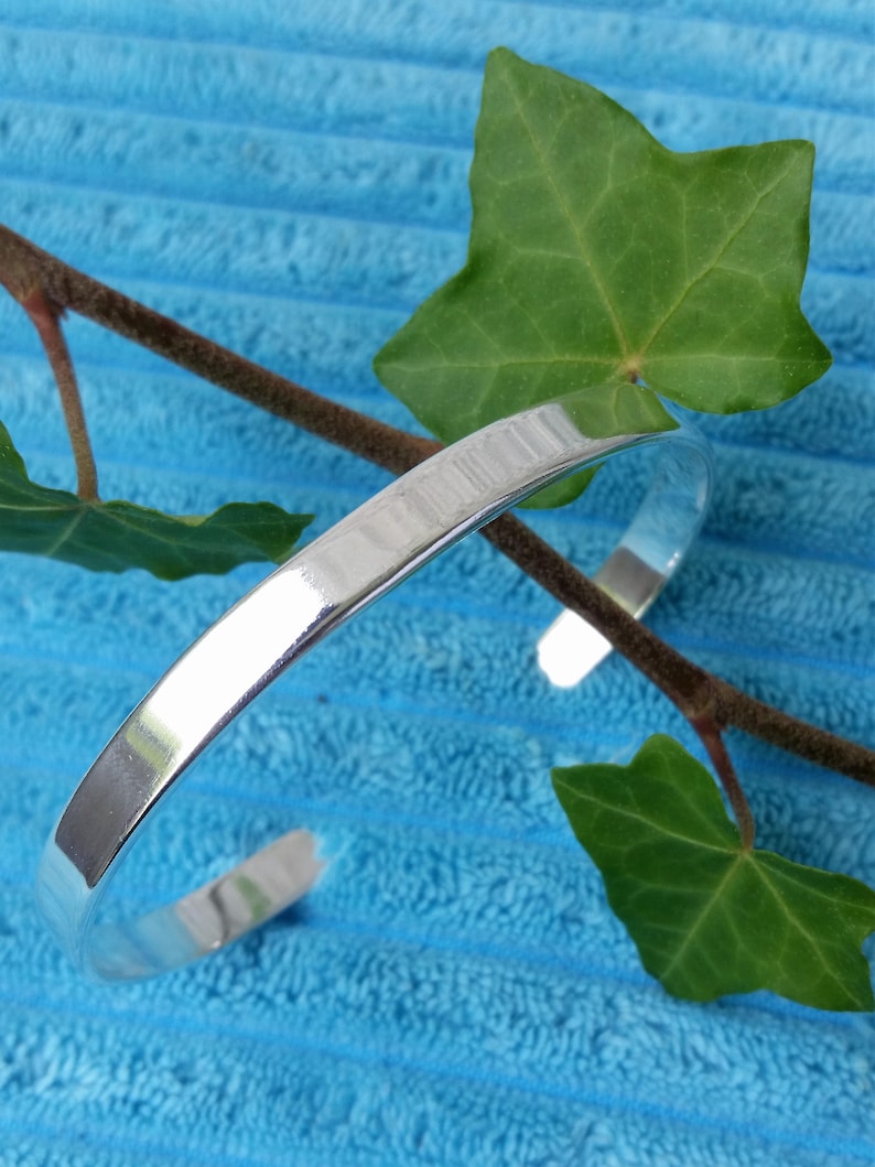 Silver cuff bracelet Contemporary minimalist design Simple bangle bracelet image 1