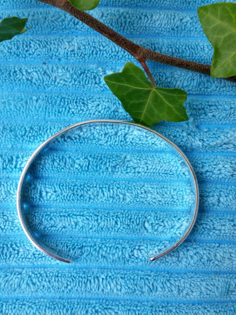 Silver cuff bracelet Contemporary minimalist design Simple bangle bracelet image 3