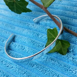 Silver cuff bracelet Contemporary minimalist design Simple bangle bracelet image 2