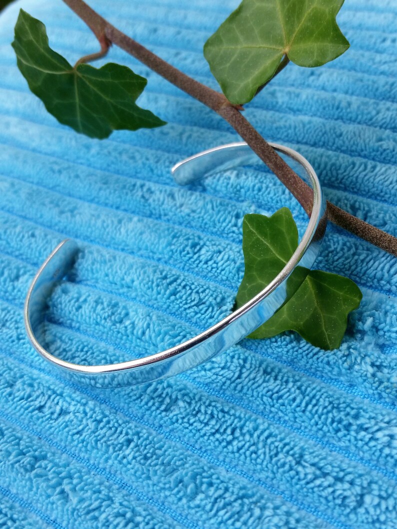 Silver cuff bracelet Contemporary minimalist design Simple bangle bracelet image 2