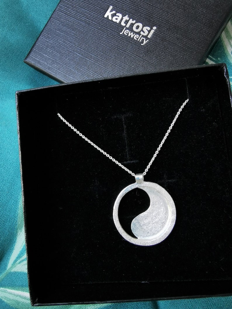 Silver Yinyang Necklace Sterling Silver Pendant Harmony Etsy