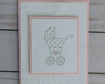 Baby Girl Bassinet Card - Light Pink Baby Shower Card