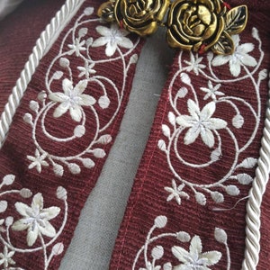 Red Embroidered Fantasy Cape for Renaissance Fair Fantasy Photoshoot