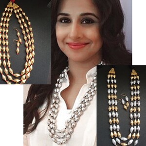 Dholki Beads Necklace Set With Earrings 