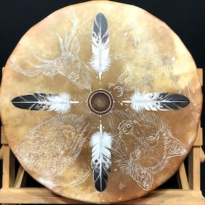 Shamanic Drum - totem eagle, deer, buffalo, wolf